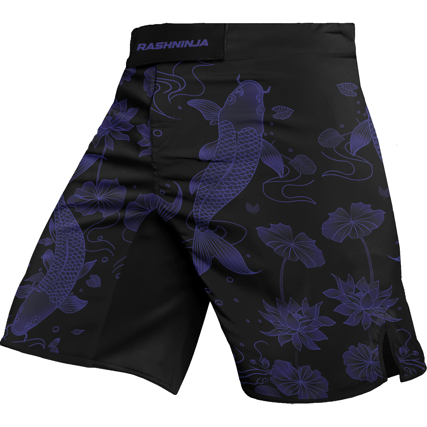 Rashninja Koi Lotus Flow Men's Fight Shorts | Koi Fish MMA Shorts