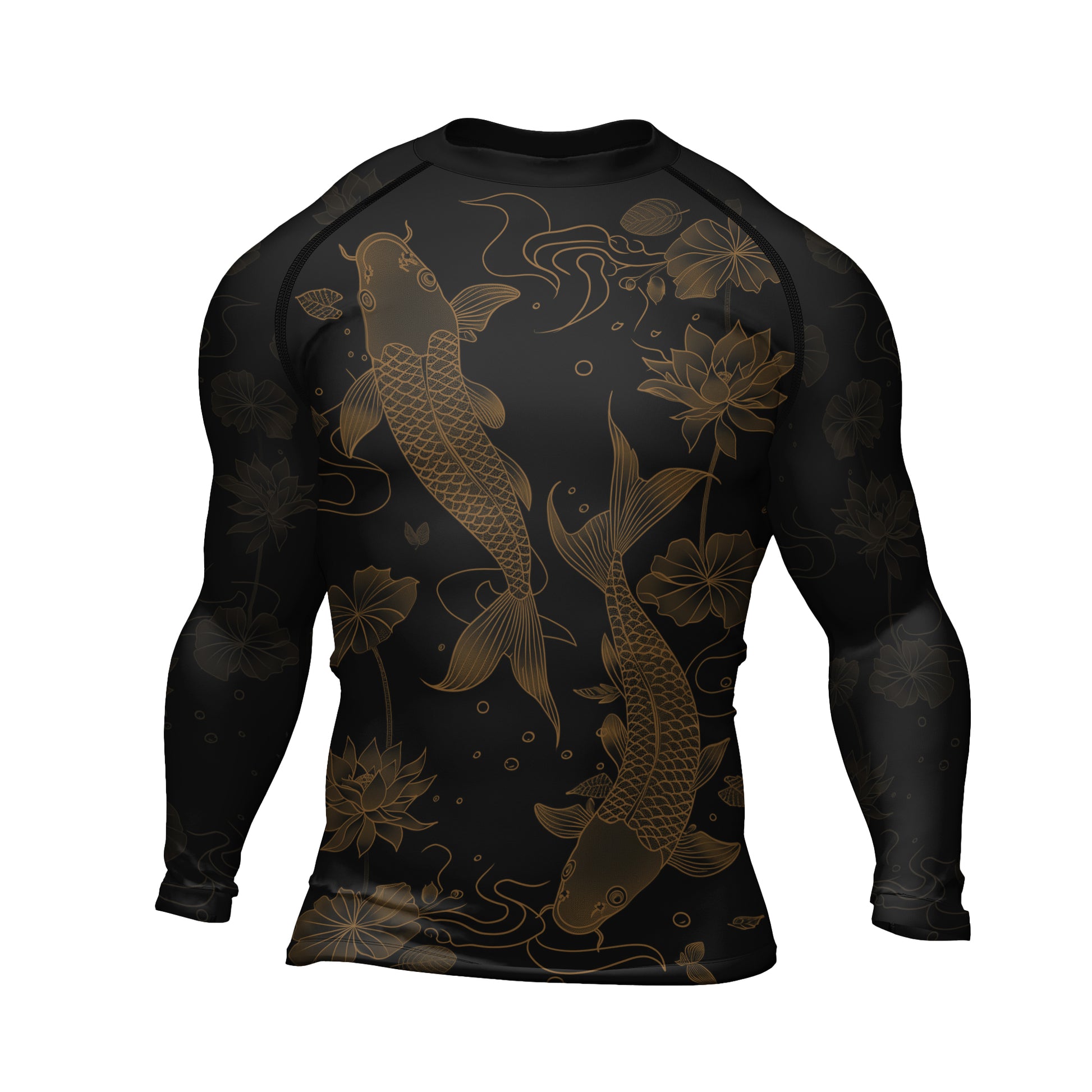 Rashninja Koi Lotus Flow Men's Long Sleeve Rash Guard | Koi Fish Shirt