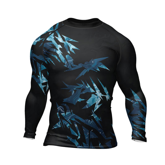 Rashninja Cyber Storm Blue Men's Long Sleeve Rash Guard