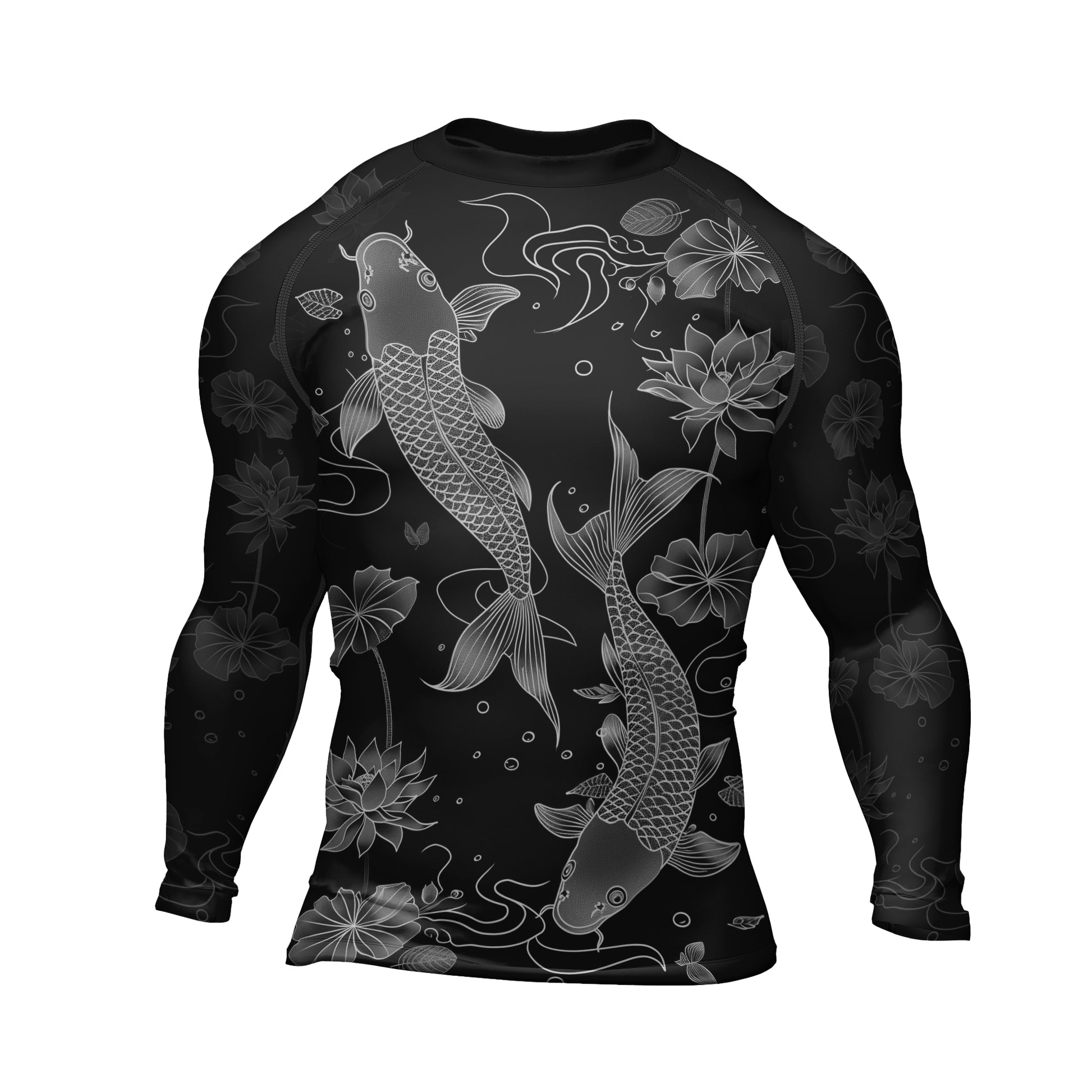 Rashninja Koi Lotus Flow Men's Long Sleeve Rash Guard | Koi Fish Shirt