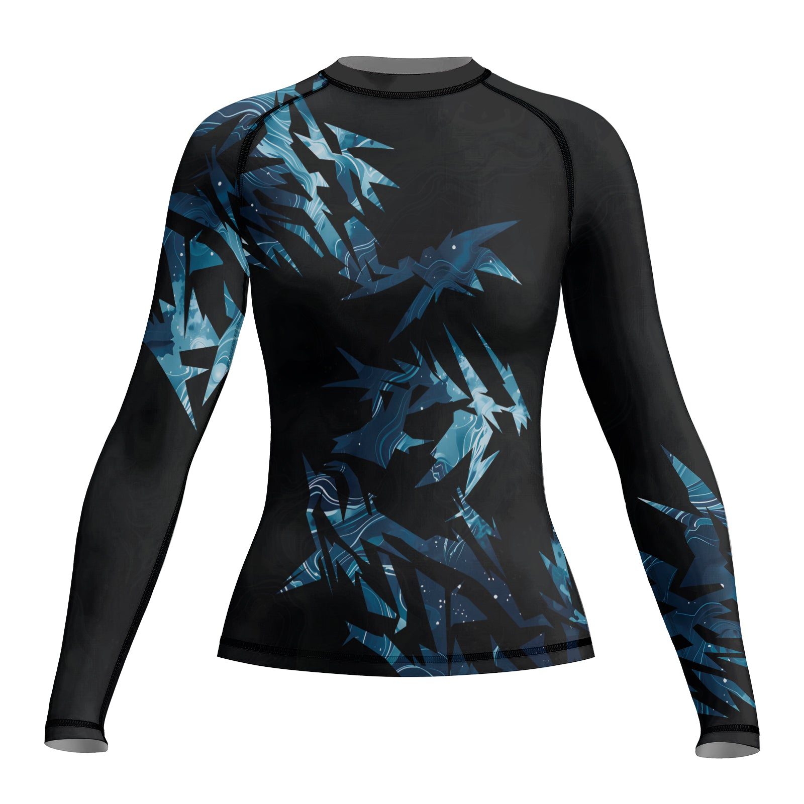 Rashninja Cyber Storm Blue Women's Long Sleeve Rash Guard