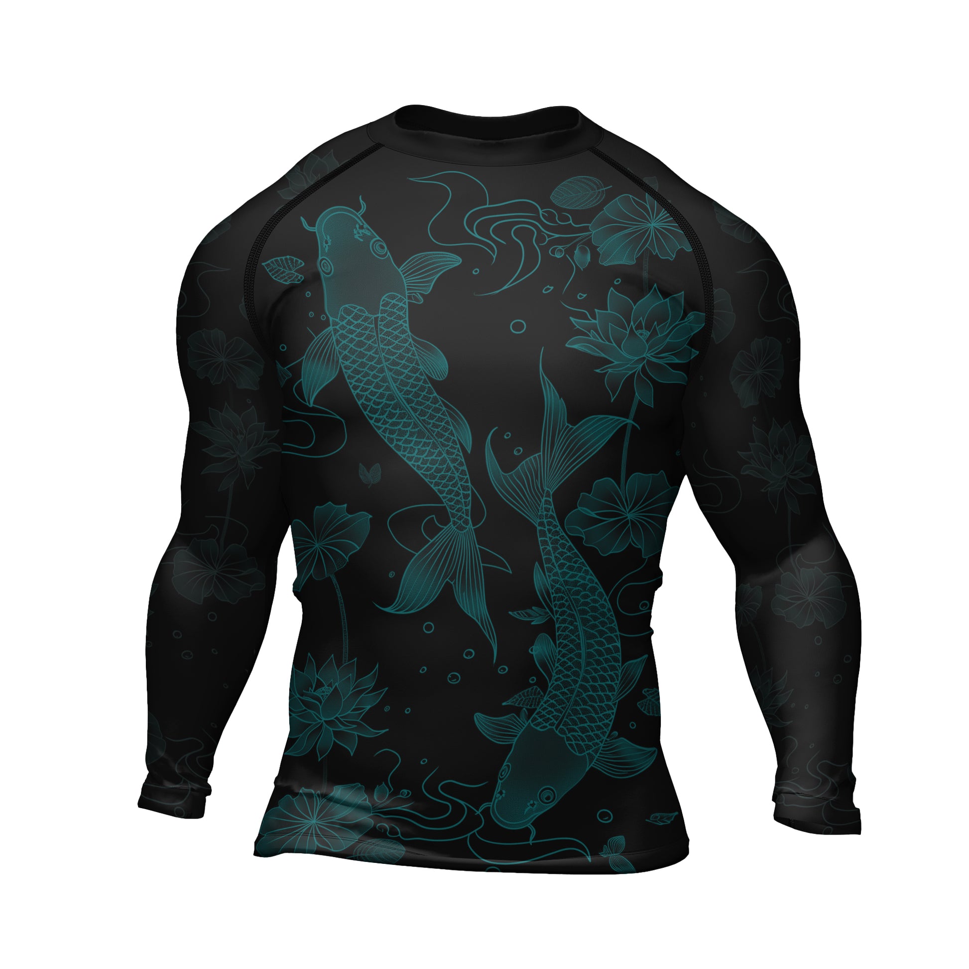 Rashninja Koi Lotus Flow Men's Long Sleeve Rash Guard | Koi Fish Shirt