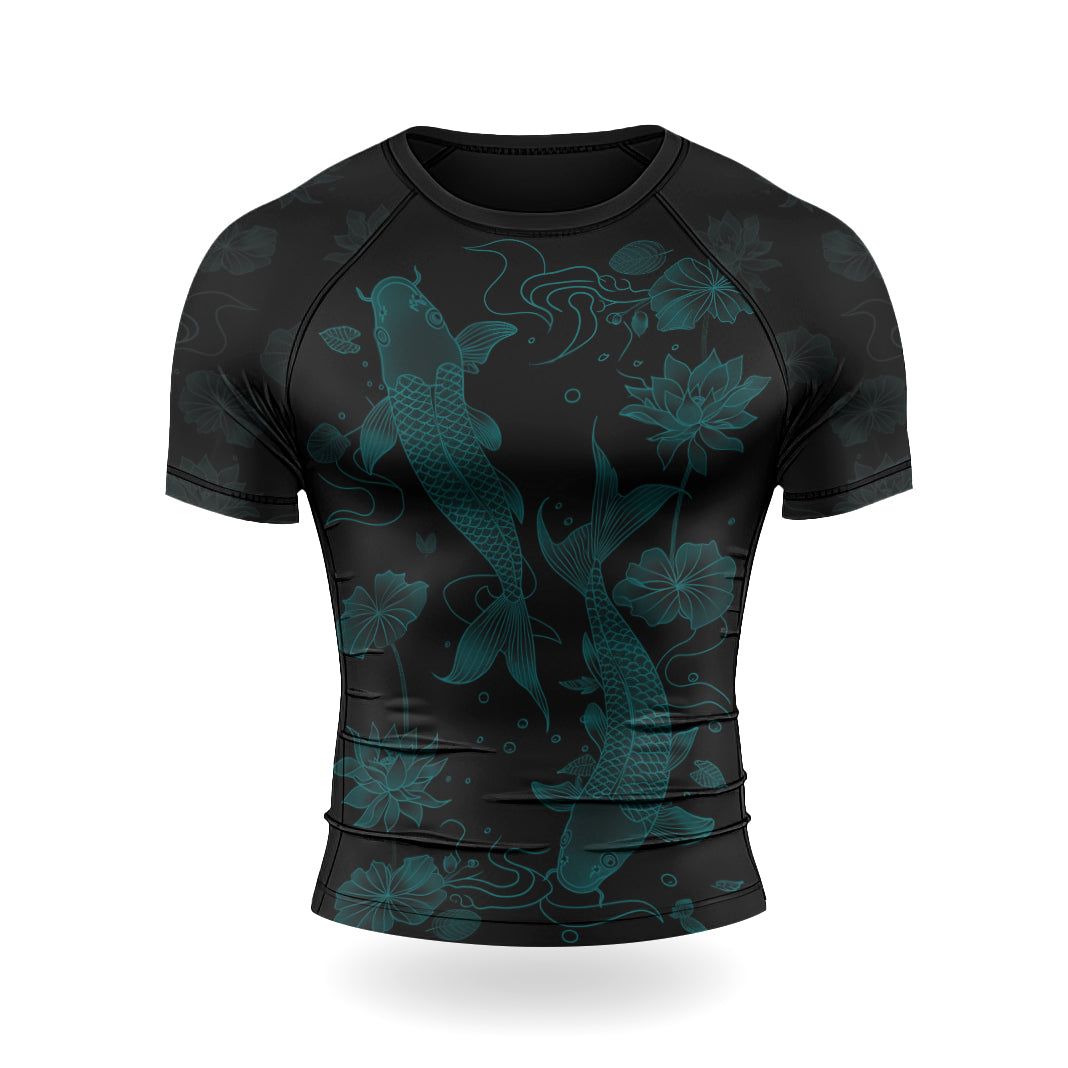 Rashninja Koi Lotus Flow Men's Short Sleeve Rash Guard |Koi Fish Shirt