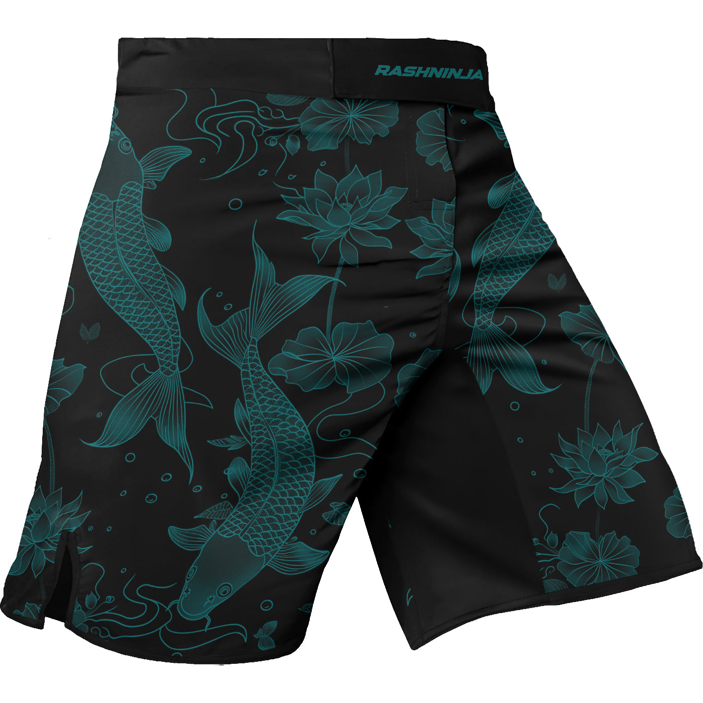 Rashninja Koi Lotus Flow Men's Fight Shorts | Koi Fish MMA Shorts