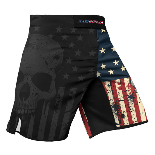 Rashninja Patriotic Skull Men's Fight Shorts