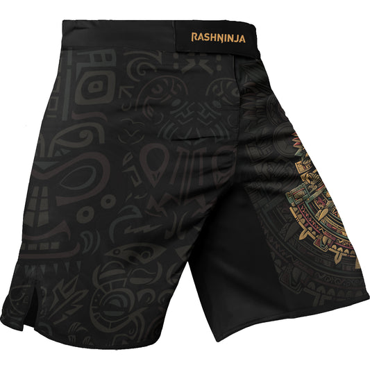 Rashninja Aztec Sun God Mask Men's Fight Shorts