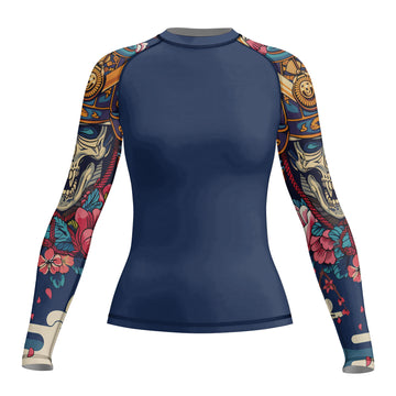 Rashninja Samurai Skull Blossom Women's Long Sleeve Rash Guard