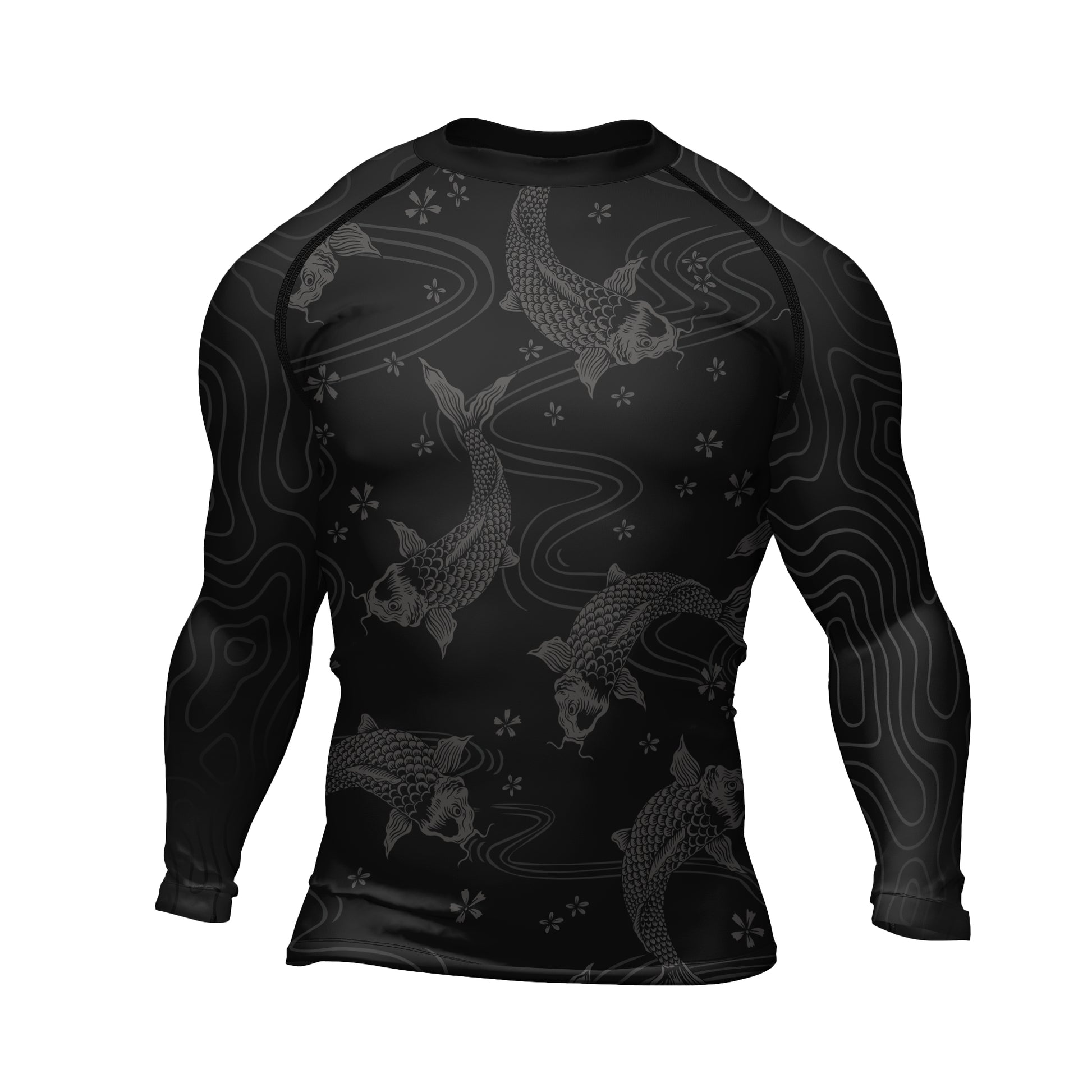 Rashninja Black Koi Waves Men's Long Sleeve Rash Guard