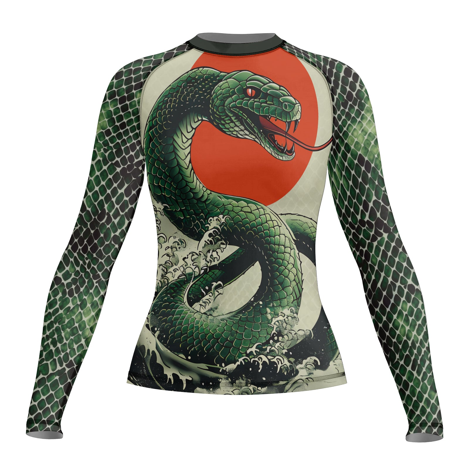 Rashninja Snake Rising Sun Women's Long Sleeve Rash Guard

