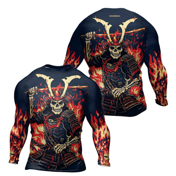 Rashninja Samurai Skull Inferno Men's Long Sleeve Rash Guard