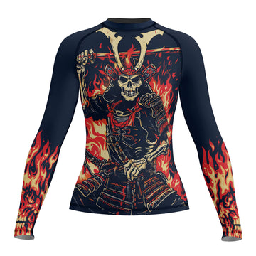 Rashninja Samurai Skull Inferno Women's Long Sleeve Rash Guard