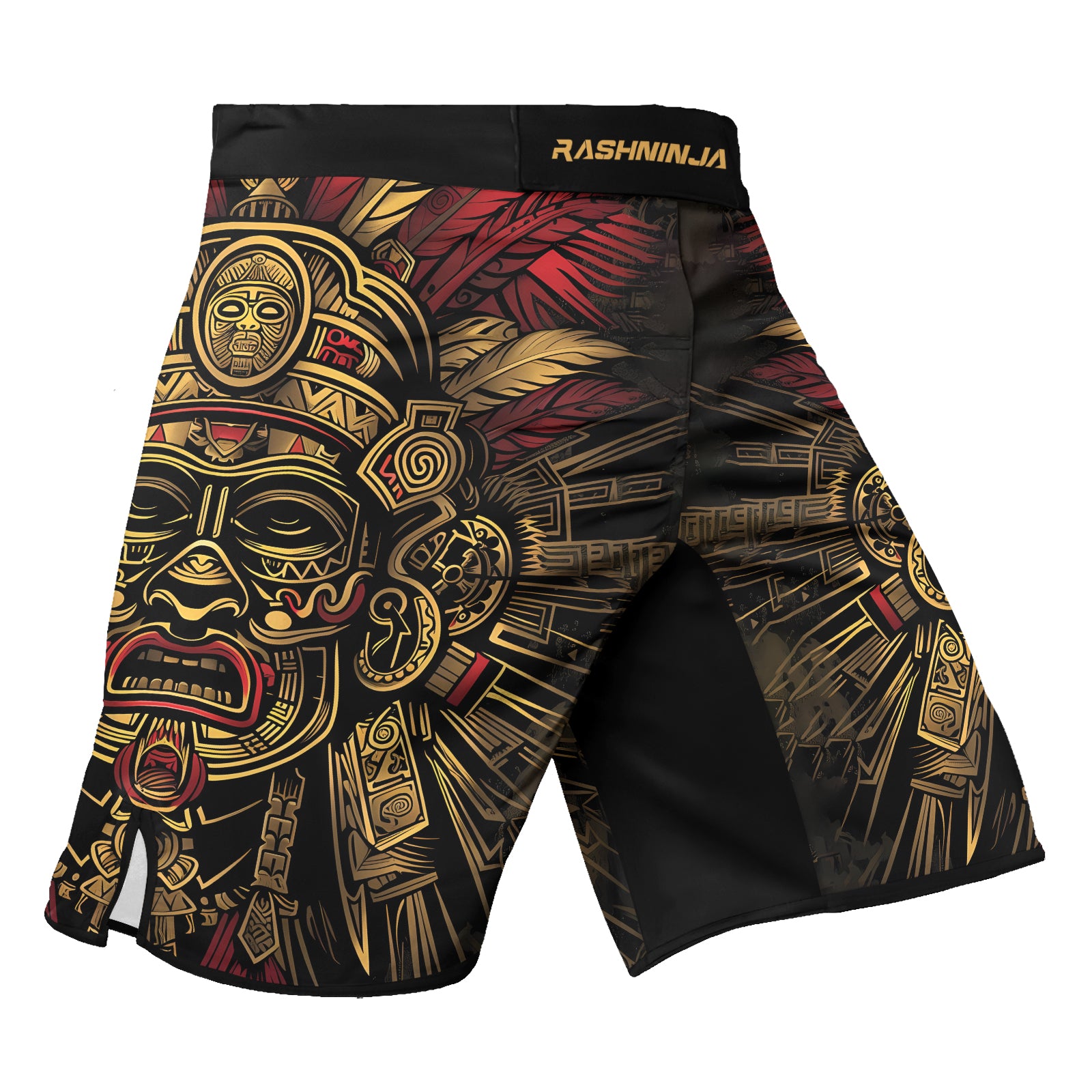 Rashninja Aztec Pyramid Ritual Men's Fight Shorts

