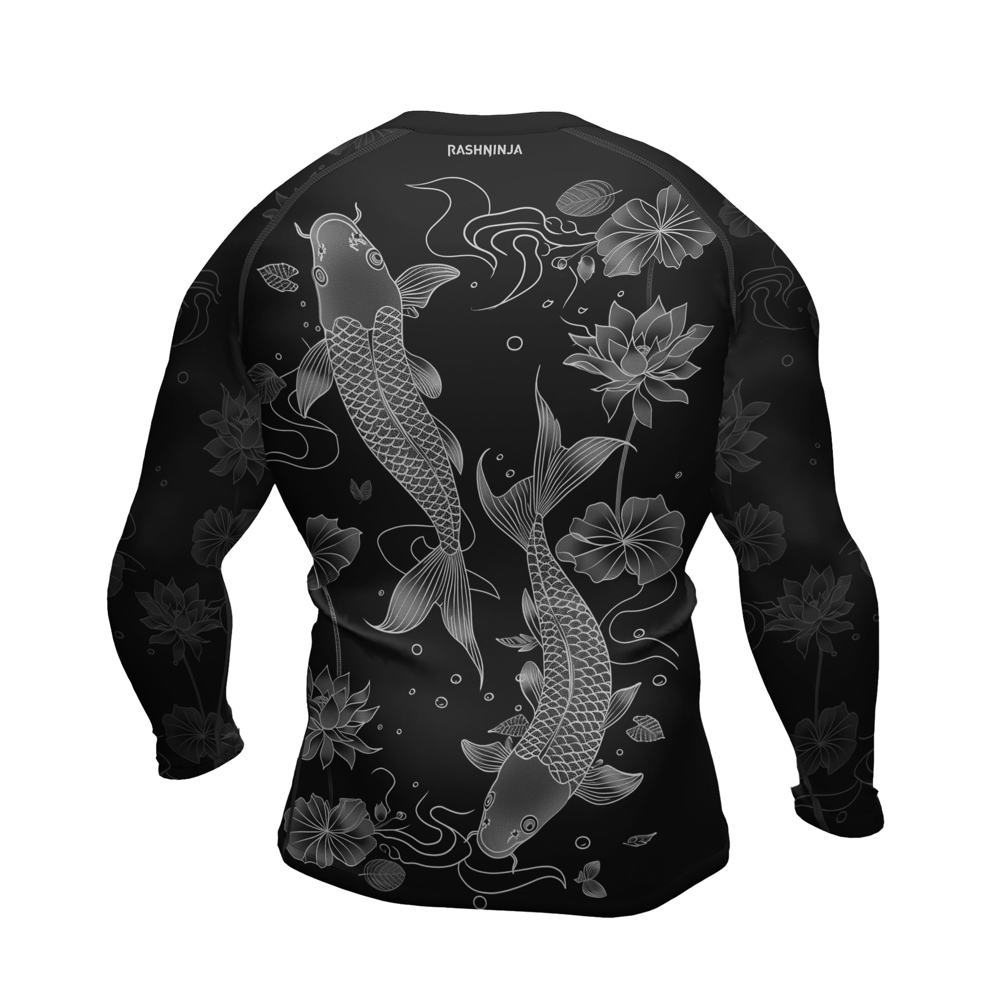 Rashninja Koi Lotus Flow Men's Long Sleeve Rash Guard | Koi Fish Shirt