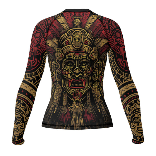Rashninja Aztec Pyramid Ritual Women's Long Sleeve Rash Guard