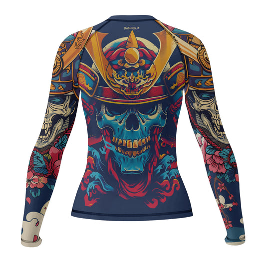 Rashninja Samurai Skull Blossom Women's Long Sleeve Rash Guard