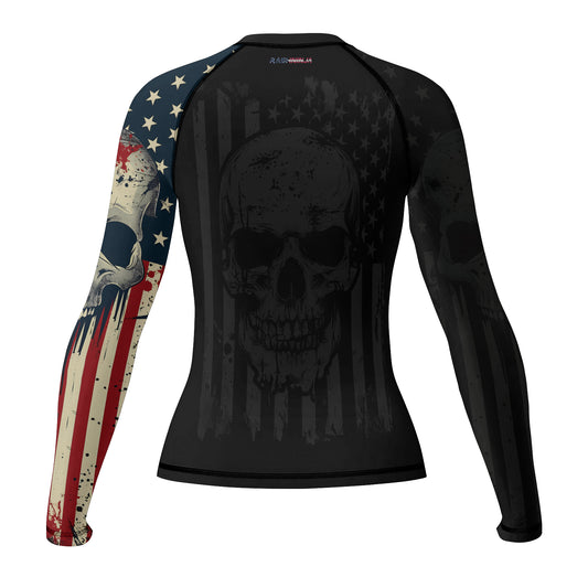 Rashninja Patriotic Skull Women's Long Sleeve Rash Guard
