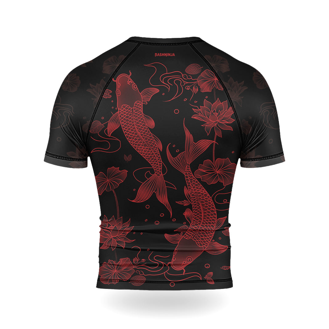 Rashninja Koi Lotus Flow Men's Short Sleeve Rash Guard |Koi Fish Shirt