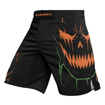 Rashninja Halloween Pumpkin Skull Blaze Men's Fight Shorts