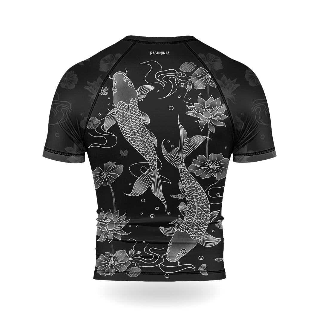 Rashninja Koi Lotus Flow Men's Short Sleeve Rash Guard |Koi Fish Shirt