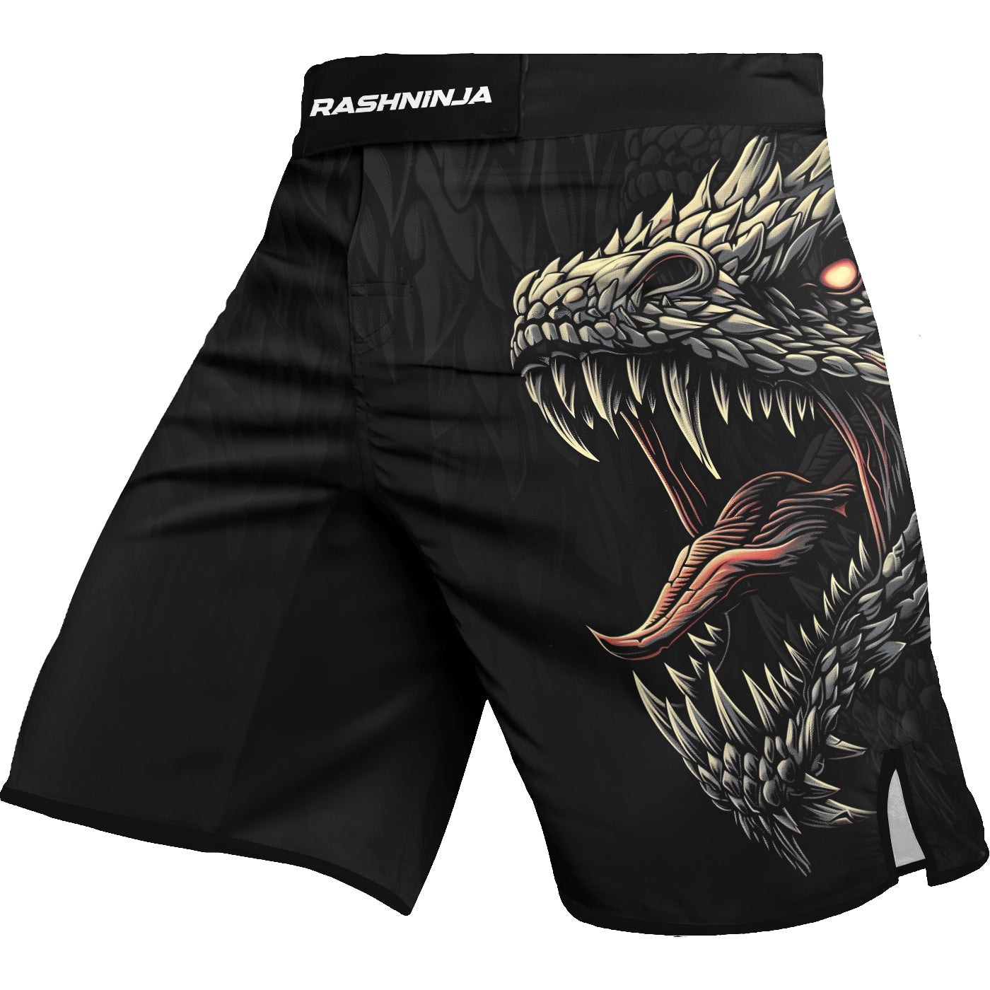 Rashninja Dragon Black White Men's Fight Shorts