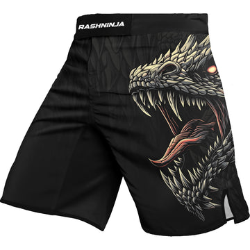 Rashninja Dragon Black White Men's Fight Shorts
