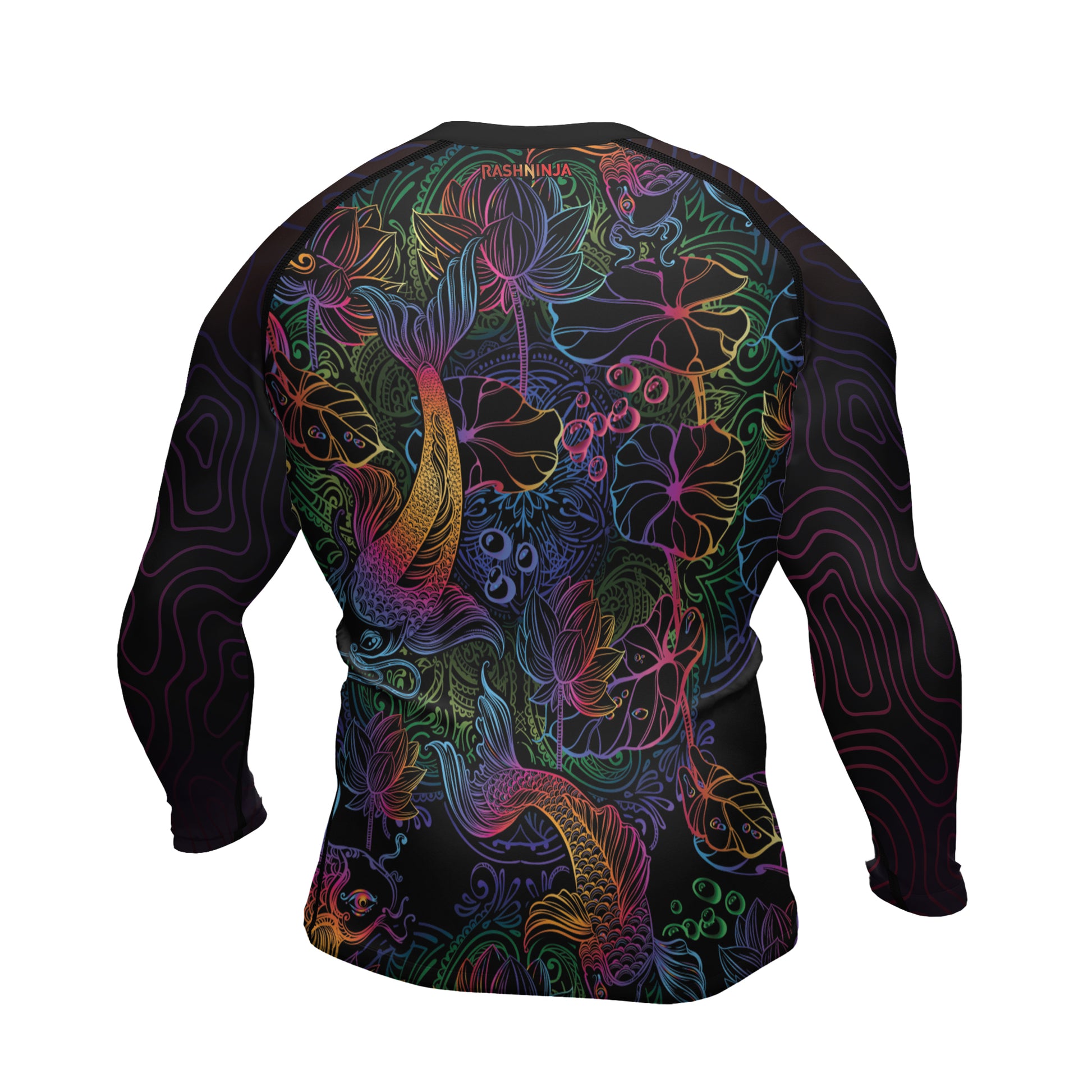 Rashninja Colorful Gradient Japanese Koi Men's Long Sleeve Rash Guard