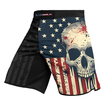 Rashninja Patriotic Skull Men's Fight Shorts