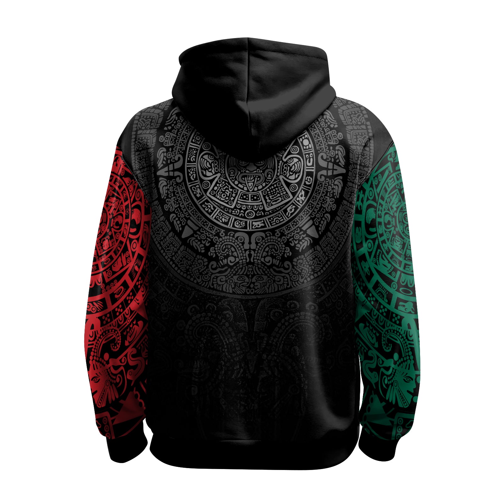 Rashninja Green And Red Aztec Calendar AOP Hoodie