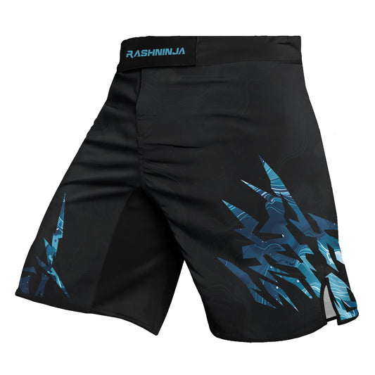 Rashninja Cyber Storm Blue Men's Fight Shorts