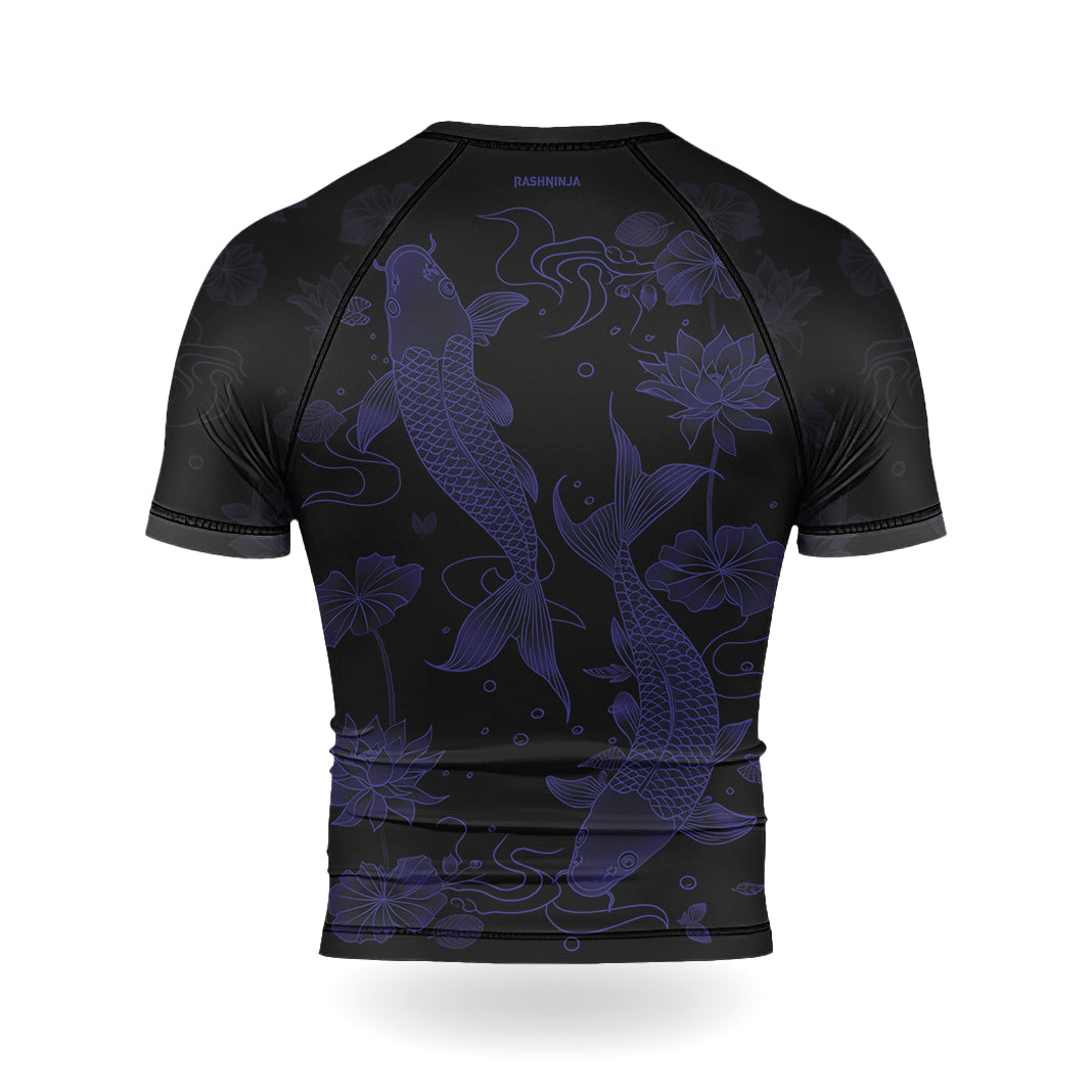 Rashninja Koi Lotus Flow Men's Short Sleeve Rash Guard |Koi Fish Shirt