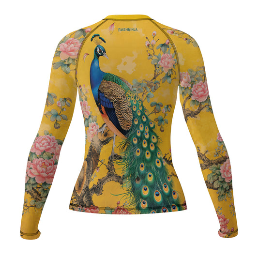 Rashninja Peacock Golden Bloom Women's Long Sleeve Rash Guard