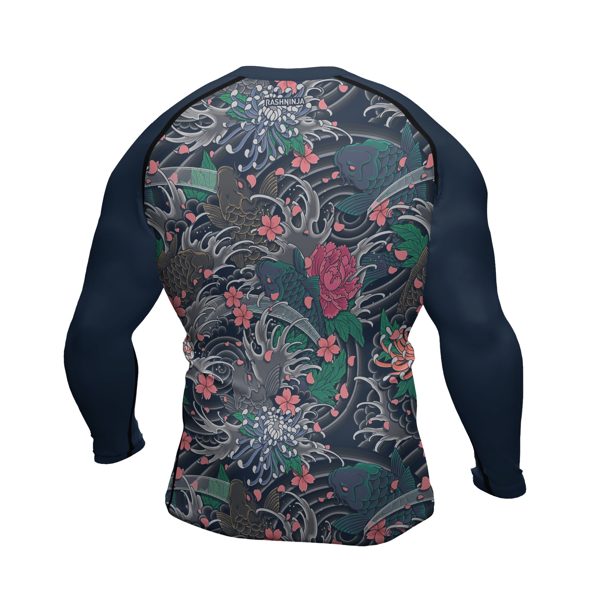 Rashninja Koi Blossom Waves Men's Long Sleeve Rash Guard