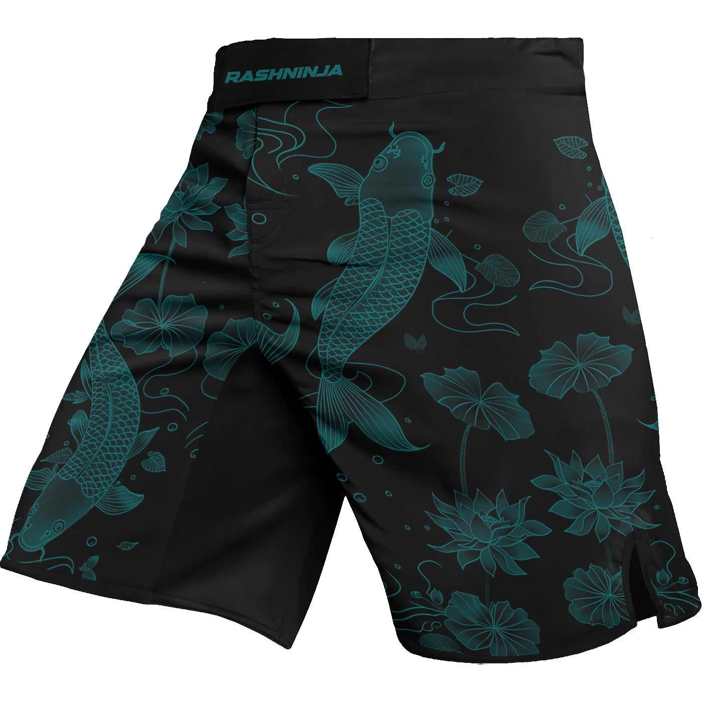 Rashninja Koi Lotus Flow Men's Fight Shorts | Koi Fish MMA Shorts