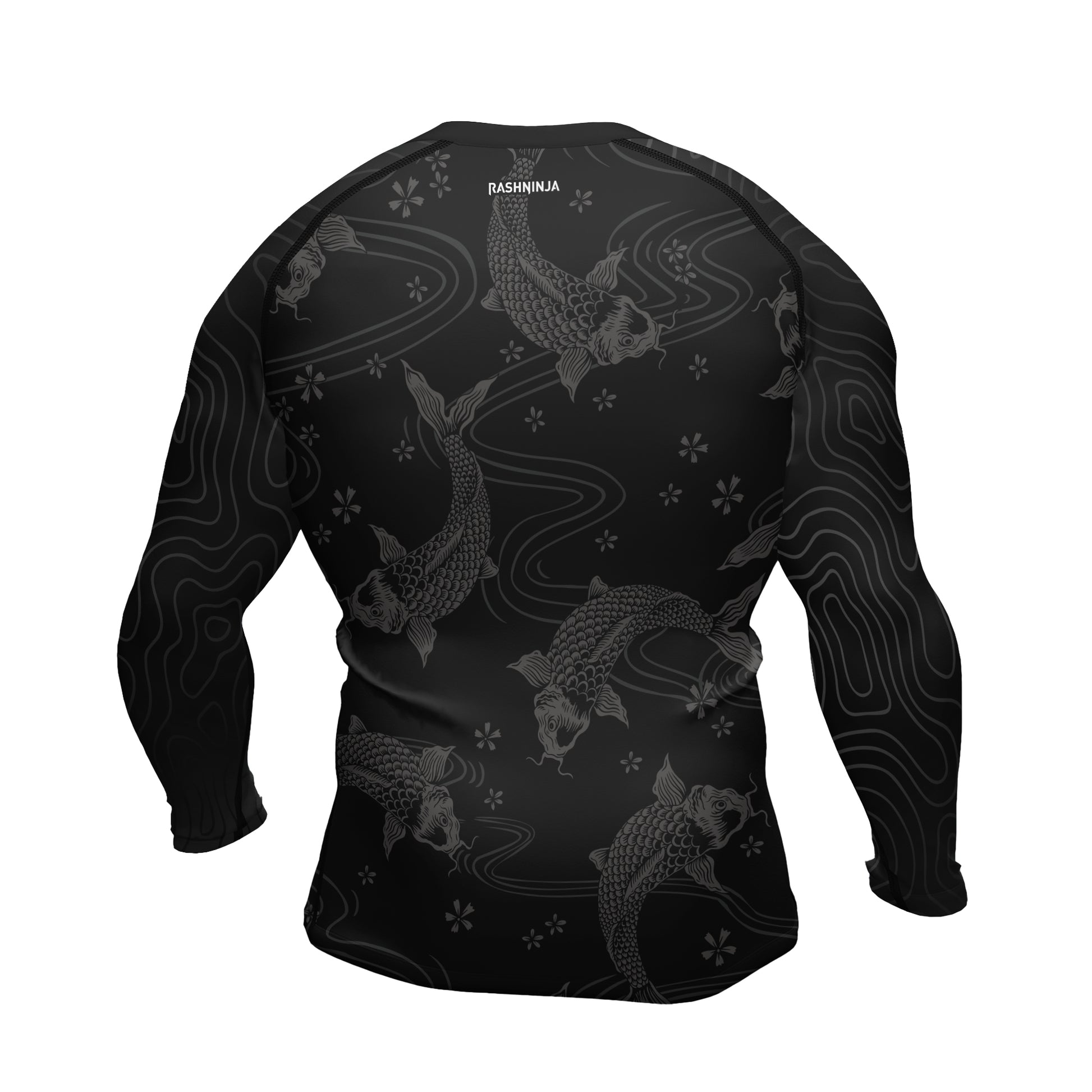 Rashninja Black Koi Waves Men's Long Sleeve Rash Guard