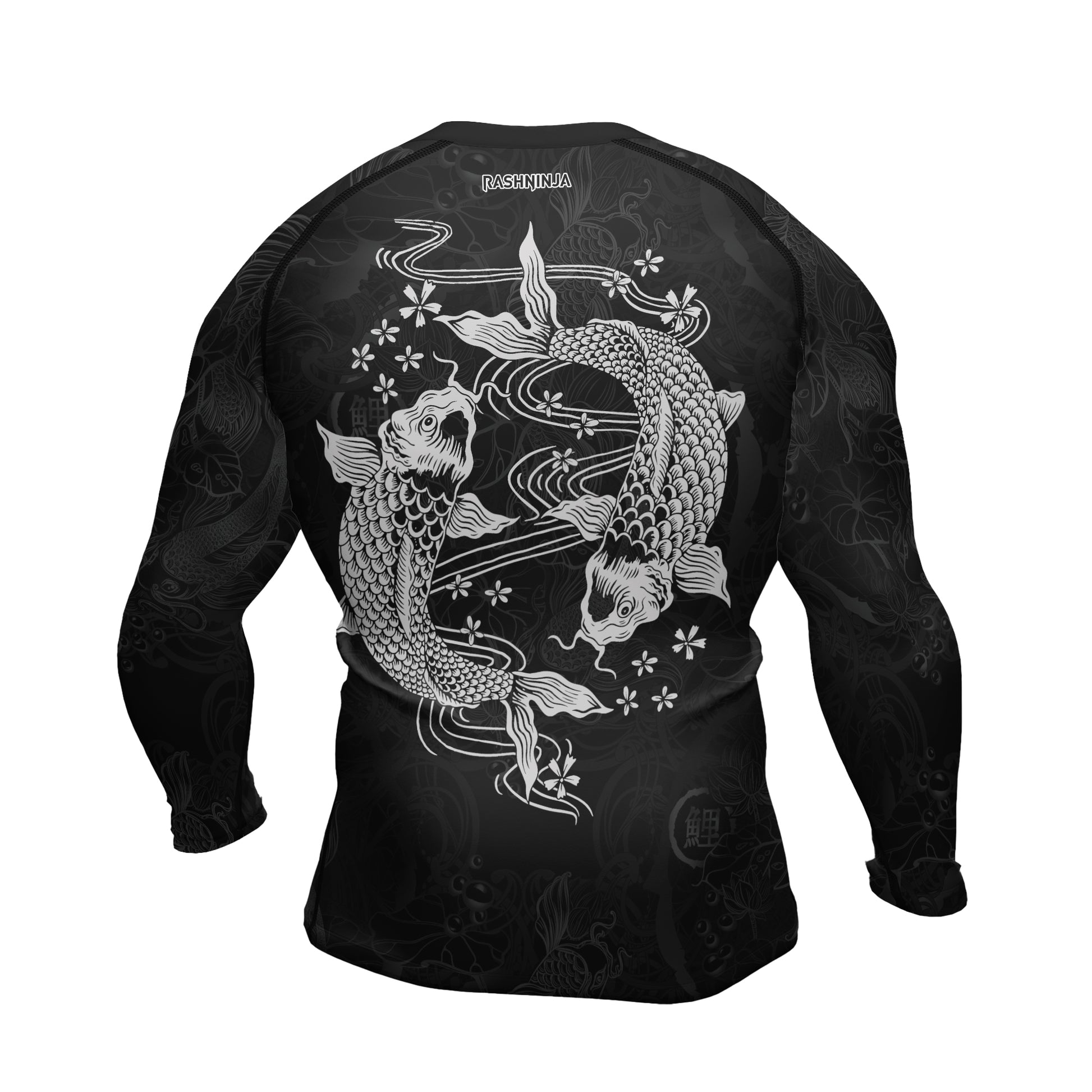 Rashninja Black Monochrome Koi Men's Long Sleeve Rash Guard