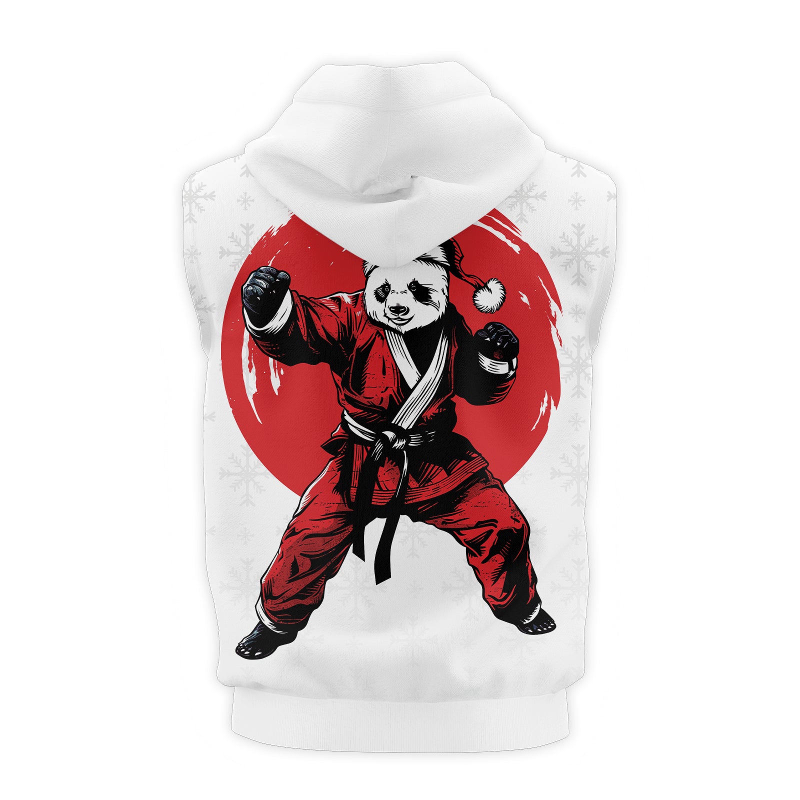 Rashninja White Santa Panda Kung Fu Men's Sleeveless Gym Hoodie