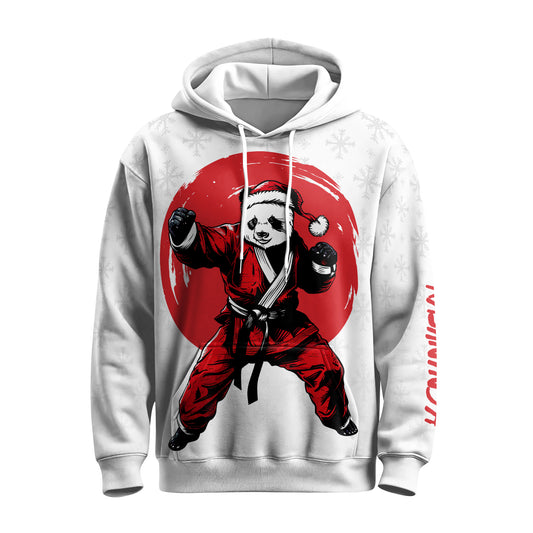 Rashninja White Santa Panda Kung Fu AOP Hoodie