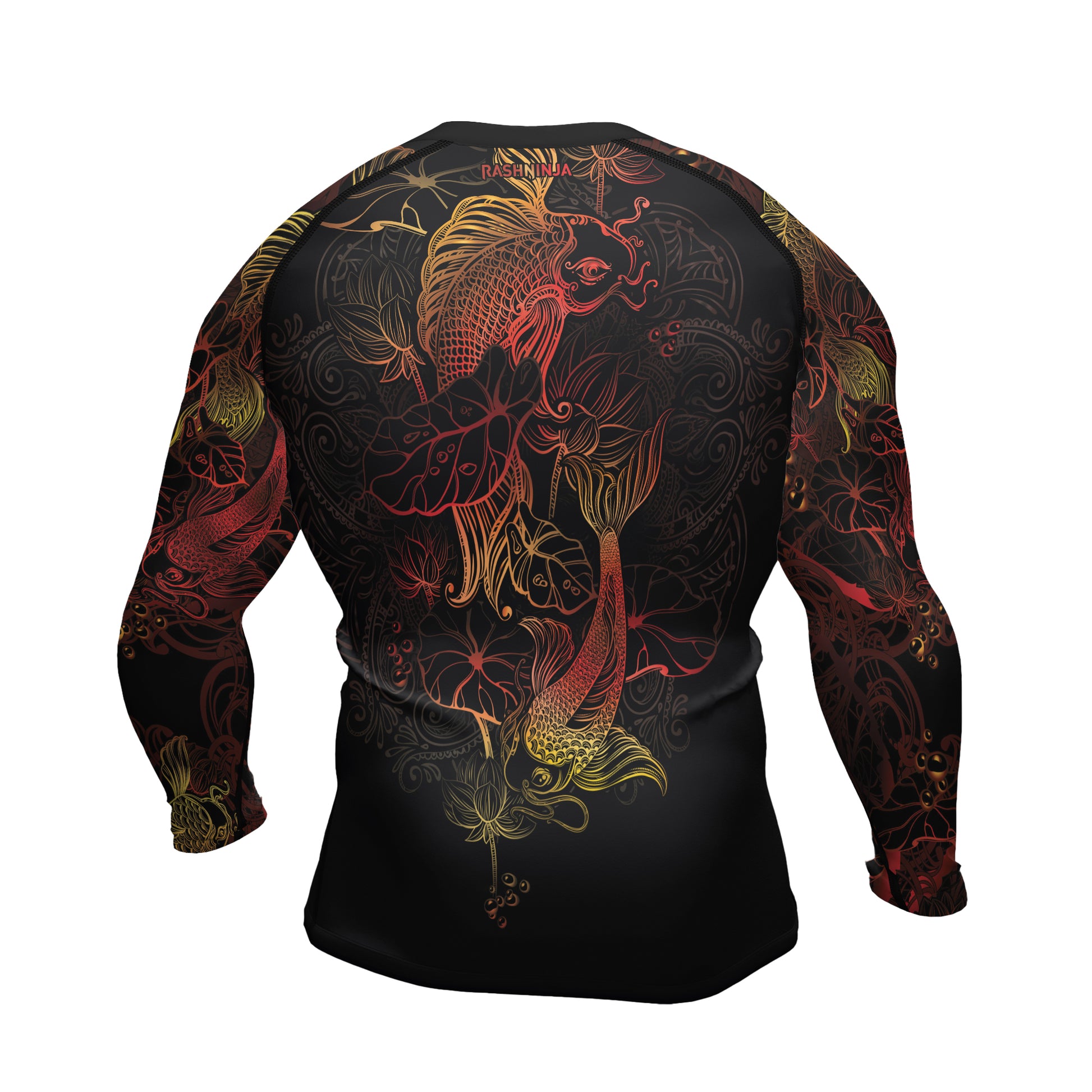 Rashninja Red & Gold Gradient Japanese Koi Men's Long Sleeve Rash Guard