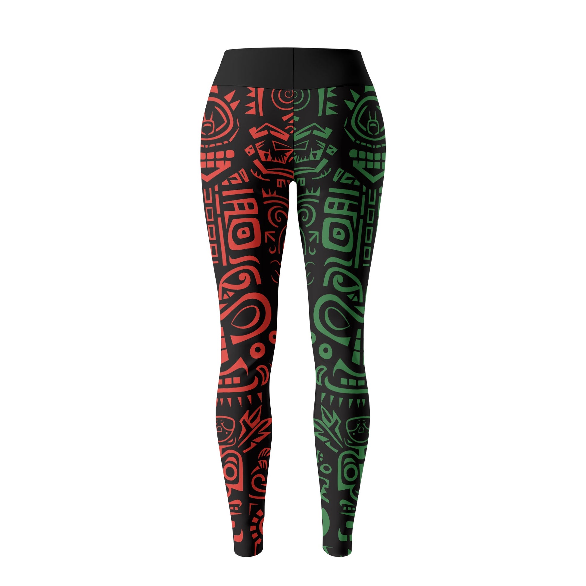 Rashninja Aztec Red & Green Sun Stone Women's Leggings