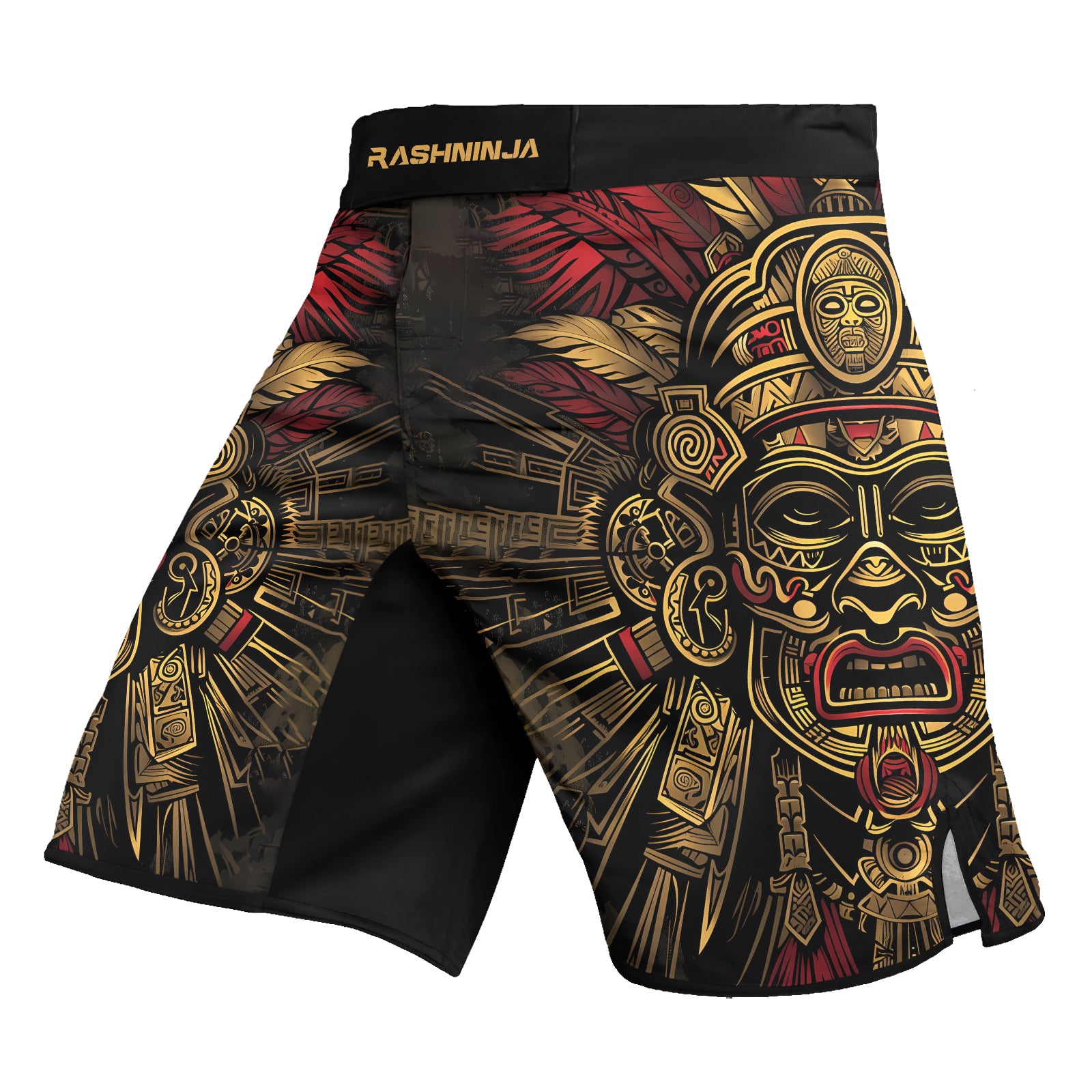Rashninja Aztec Pyramid Ritual Men's Fight Shorts

