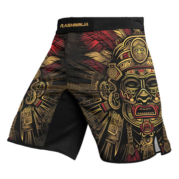 Rashninja Aztec Pyramid Ritual Men's Fight Shorts

