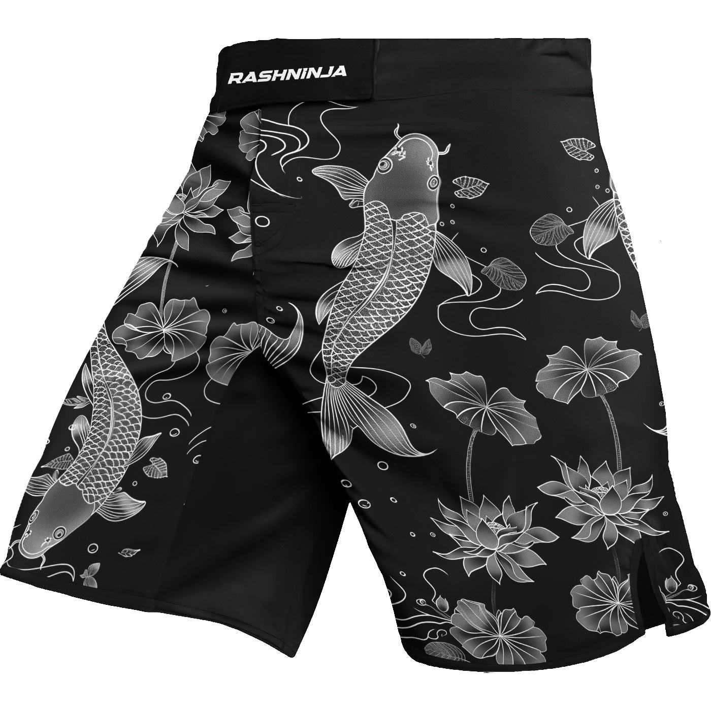 Rashninja Koi Lotus Flow Men's Fight Shorts | Koi Fish MMA Shorts