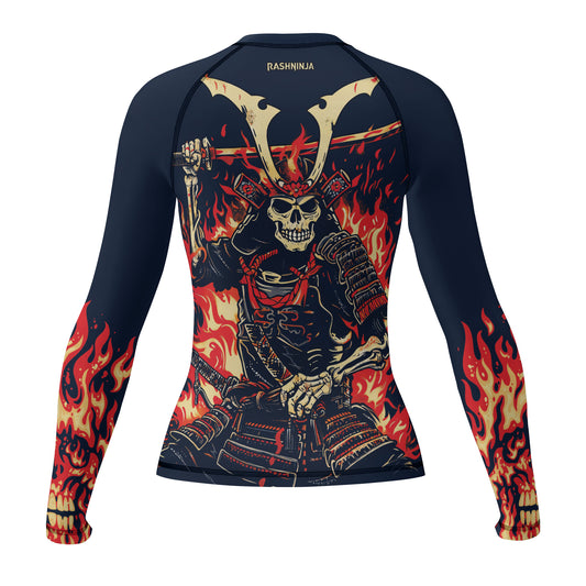 Rashninja Samurai Skull Inferno Women's Long Sleeve Rash Guard