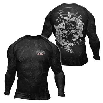 Rashninja Black Monochrome Koi Men's Long Sleeve Rash Guard