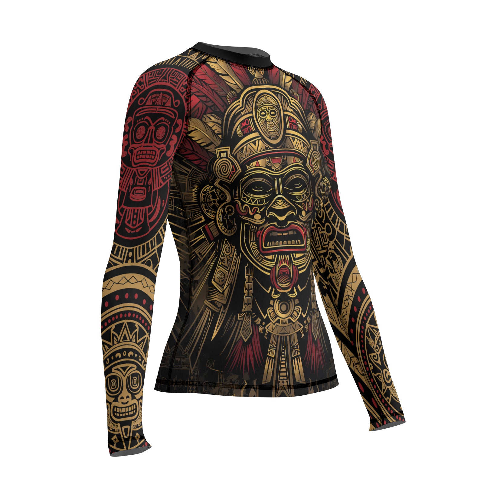 Rashninja Aztec Pyramid Ritual Women's Long Sleeve Rash Guard