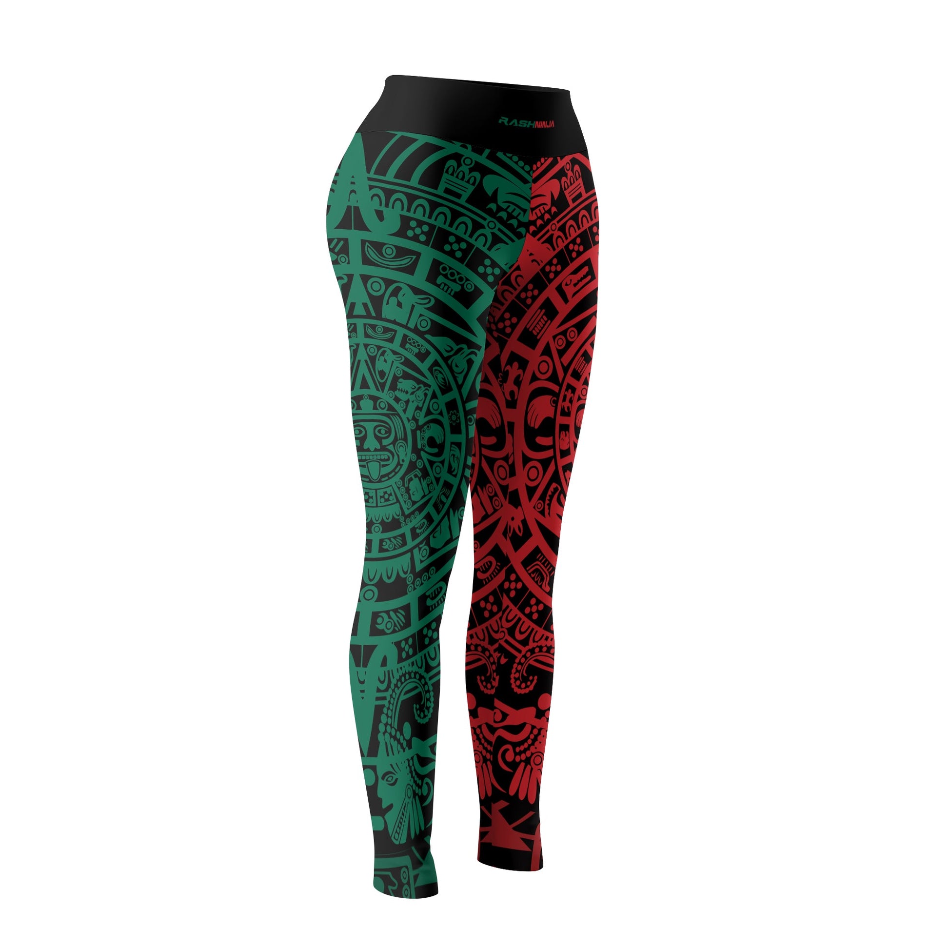 Rashninja Green And Red Aztec Calendar Women's Leggings