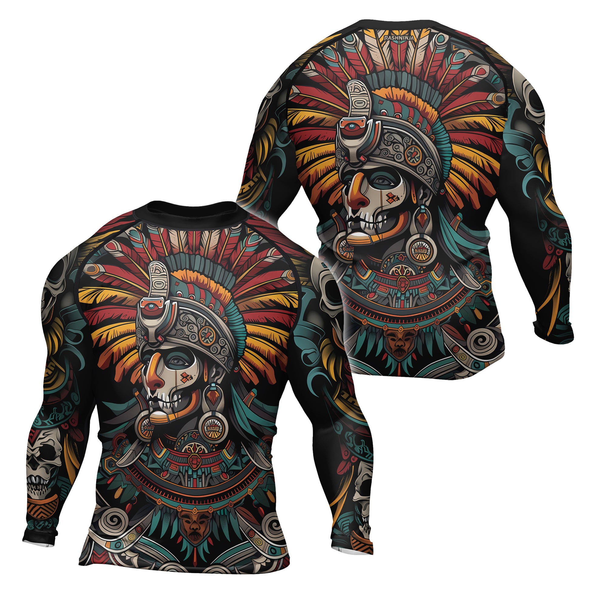 Rashninja Aztec Eagle Crest Men's Long Sleeve Rash Guard

