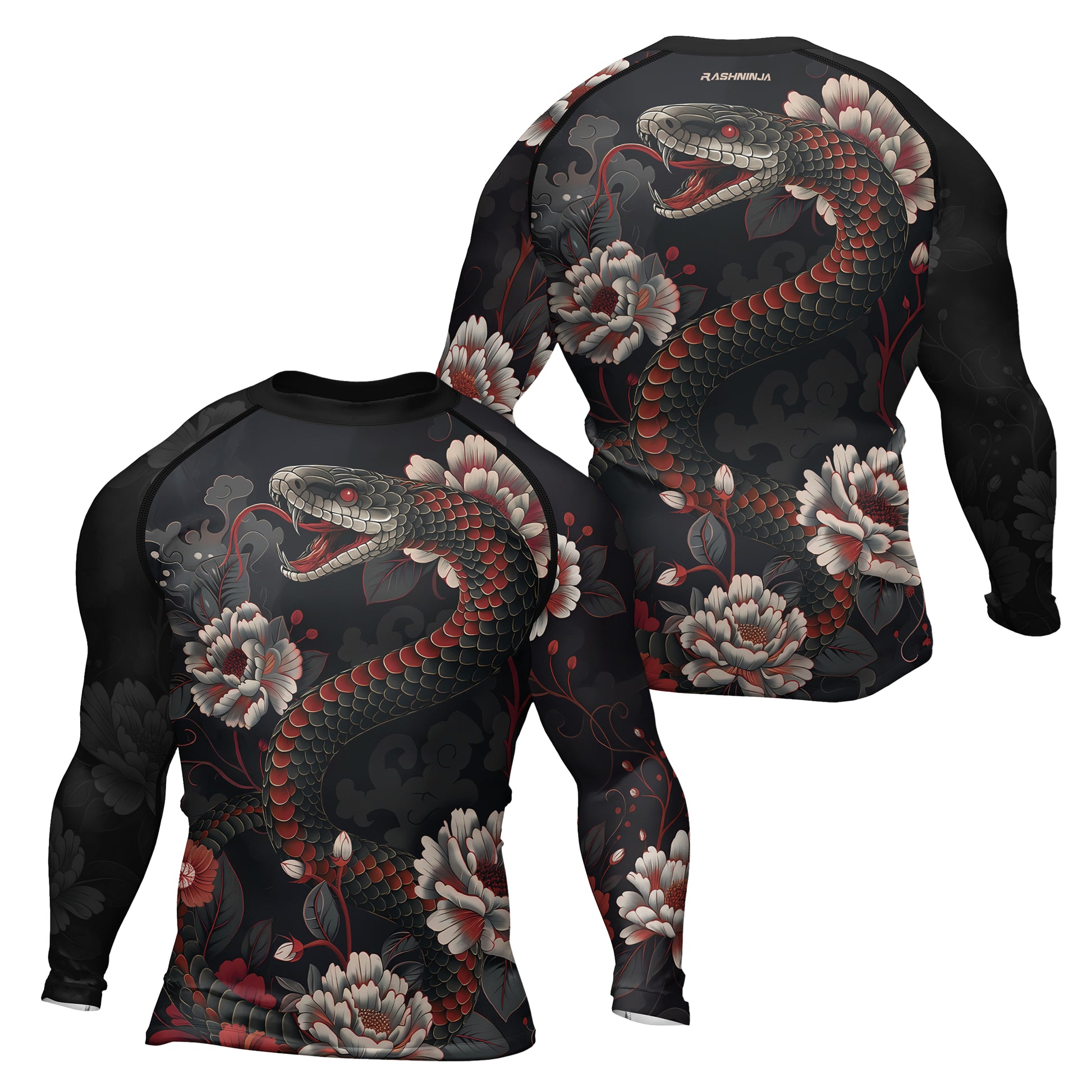 Rashninja Snake Blossom Strike Men's Long Sleeve Rash Guard