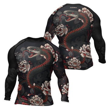 Rashninja Snake Blossom Strike Men's Long Sleeve Rash Guard