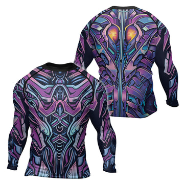 Rashninja Cyber Biomechanic Purple Blue Men's Long Sleeve Rash Guard